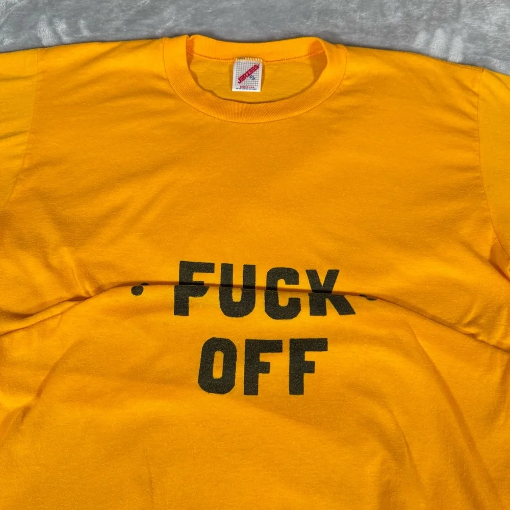 Vintage EIIGY POCR F**k Off Flip T Shirt Mens XL (Fits L) Funny Made In USA 90s - Picture 6 of 10